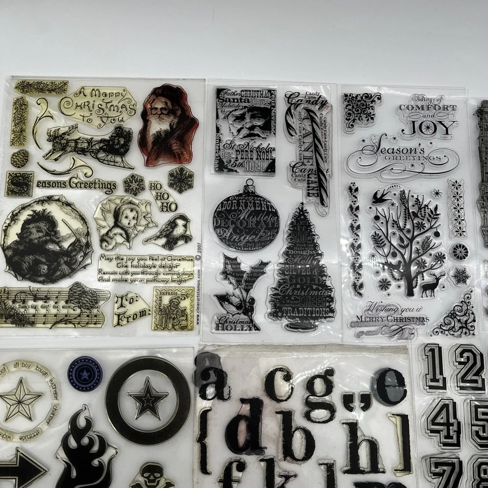 Clear Stamps Huge Mixed Lot Holiday Alphabet Numbers Scrapbooking Set